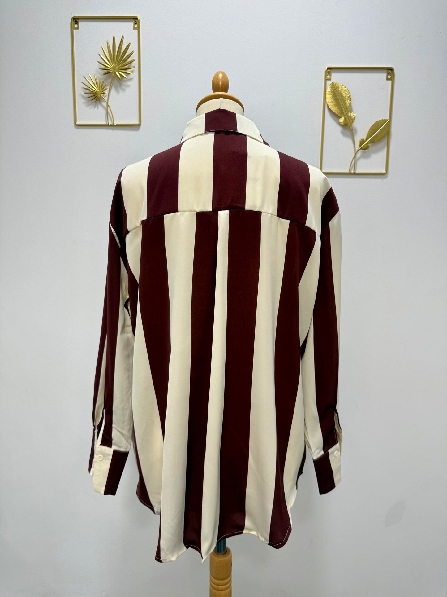 Chemise rayée bordeaux et écru