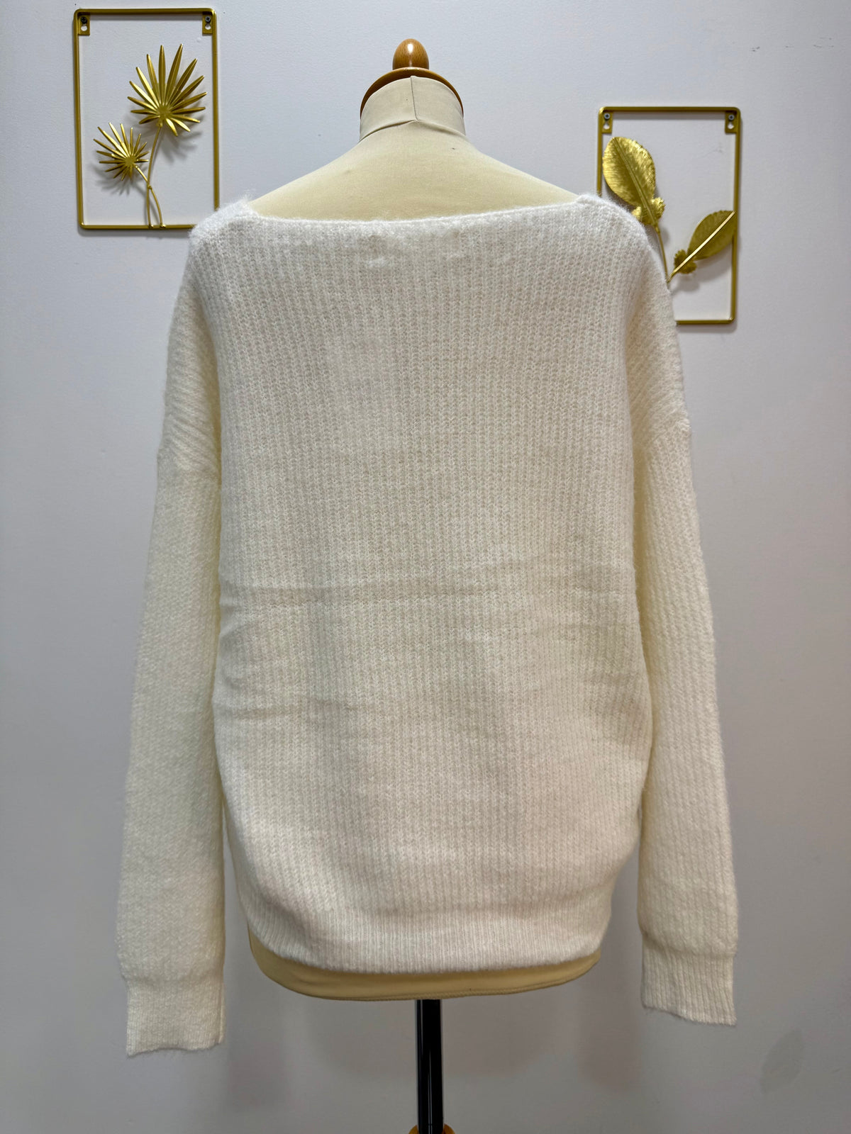 Pull col V écru