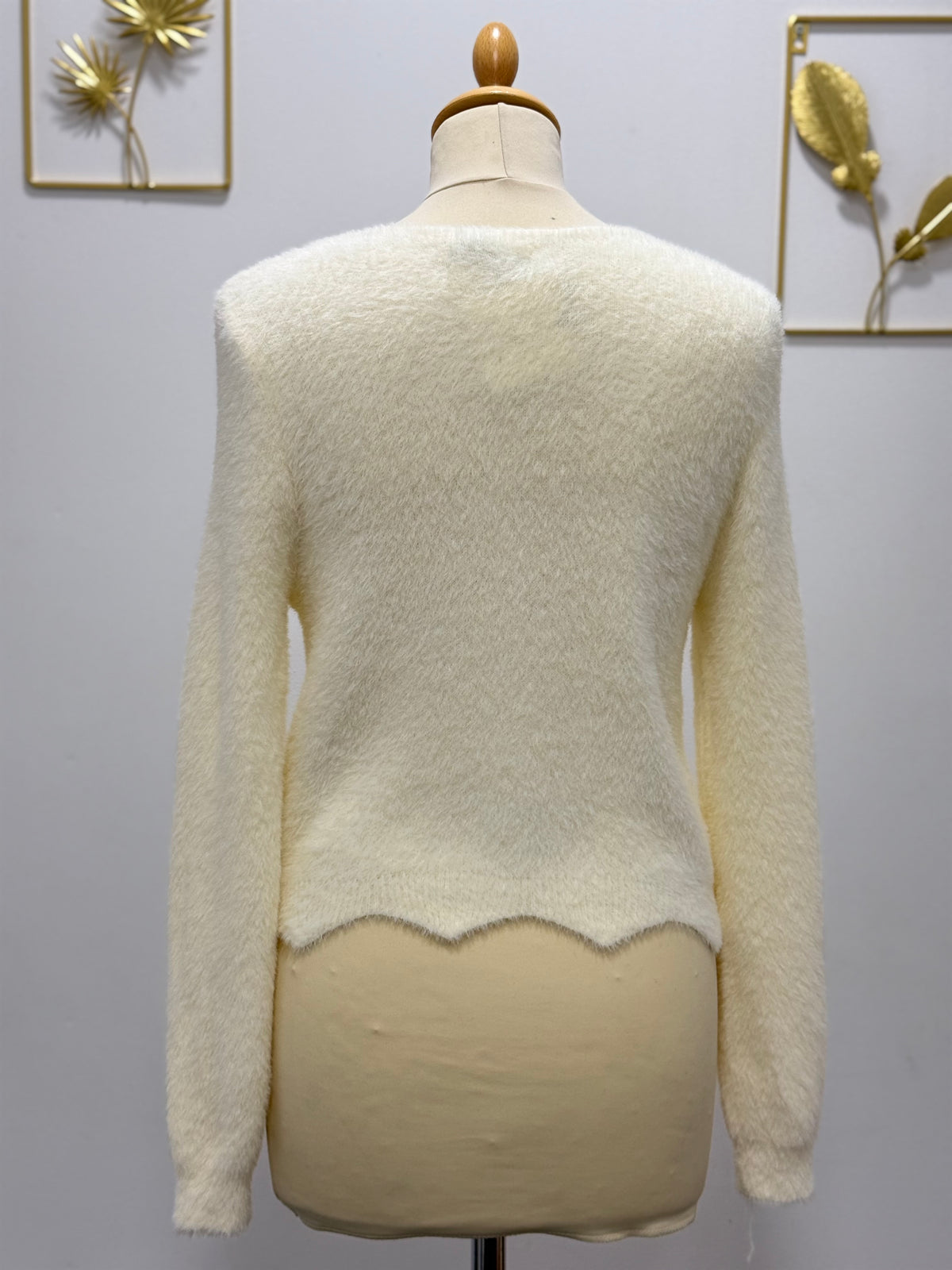 Pull duveteux écru