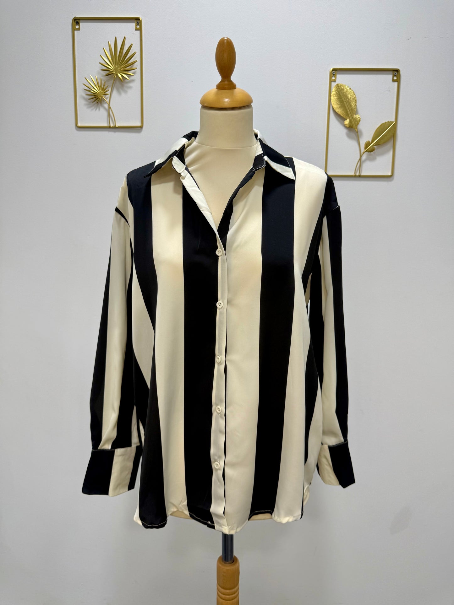 Chemise rayée noire & écrue