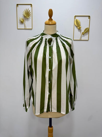 Blouse rayée verte & blanche
