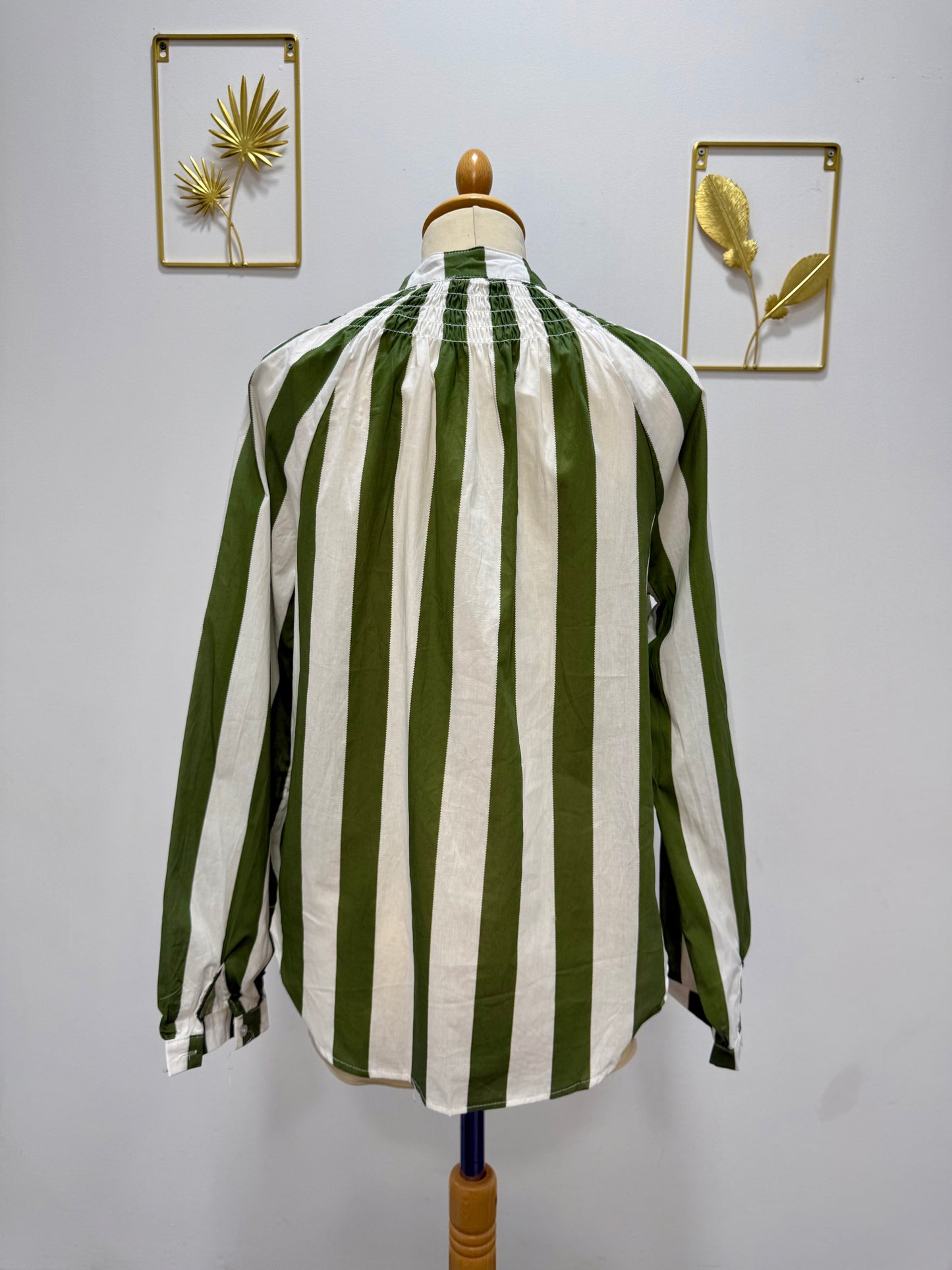 Blouse rayée verte & blanche