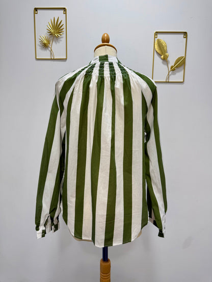 Blouse rayée verte & blanche