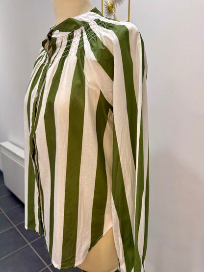 Blouse rayée verte & blanche