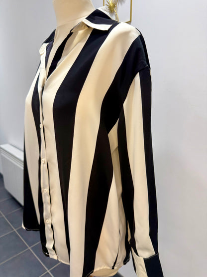 Chemise rayée noire & écrue