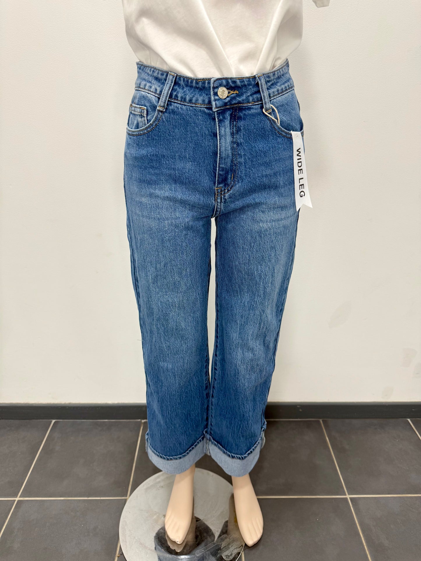 Jean wide leg à revers