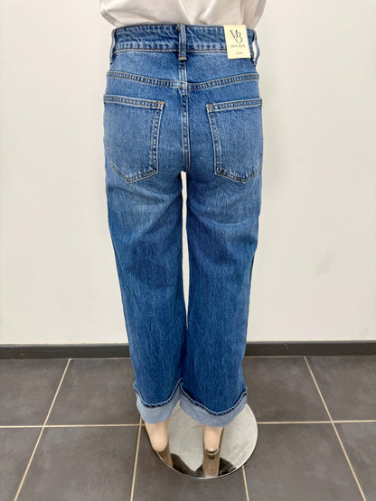 Jean wide leg à revers