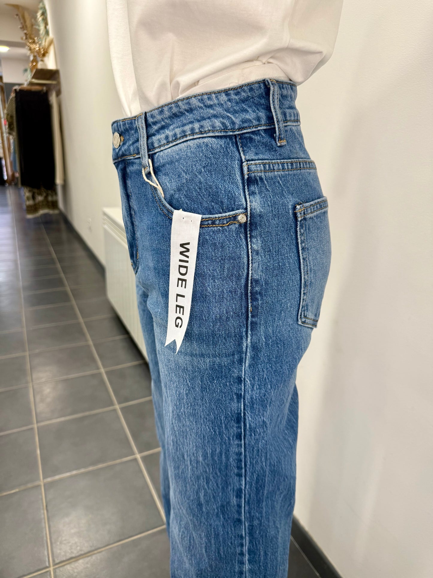 Jean wide leg à revers