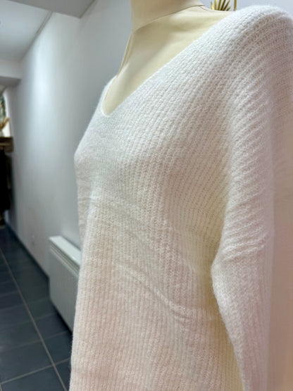 Pull col V écru