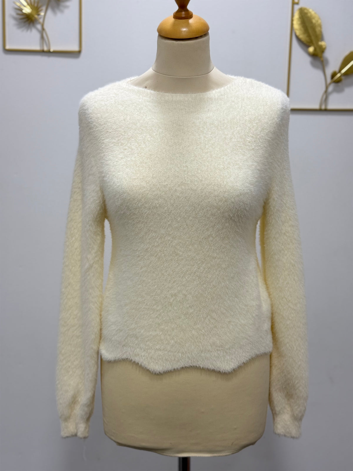 Pull duveteux écru