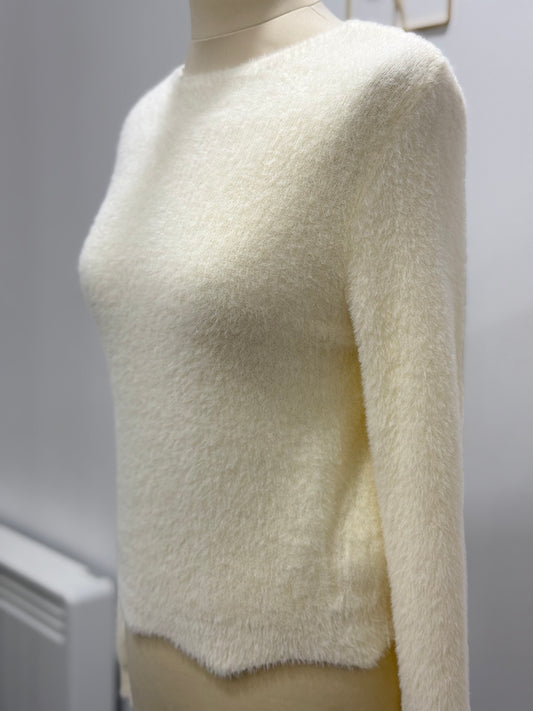 Pull duveteux écru