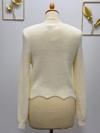 Pull duveteux écru